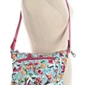 Samantha Brown Floral Crossbody Bag with Pink Strap